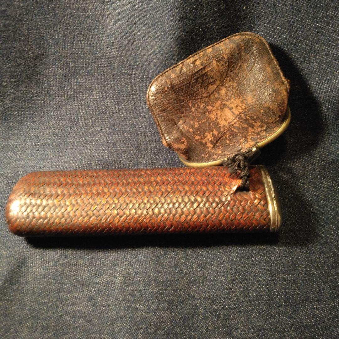 明治時代？編み込み眼鏡ケースと眼財布セット　ビンテージ　アンテーク　骨董
