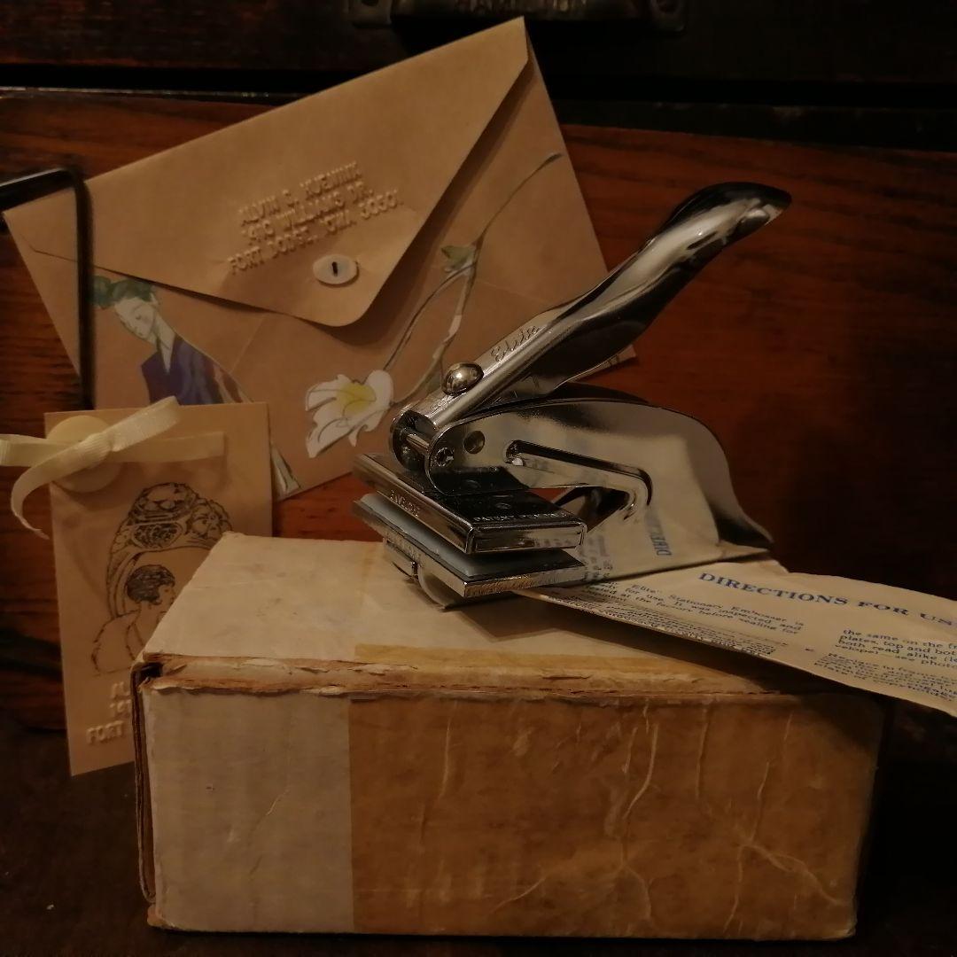 米国製ヴィンテージ ハンディタイプ エンボッサー 箱入りスタンプ☆はんこ☆文房具