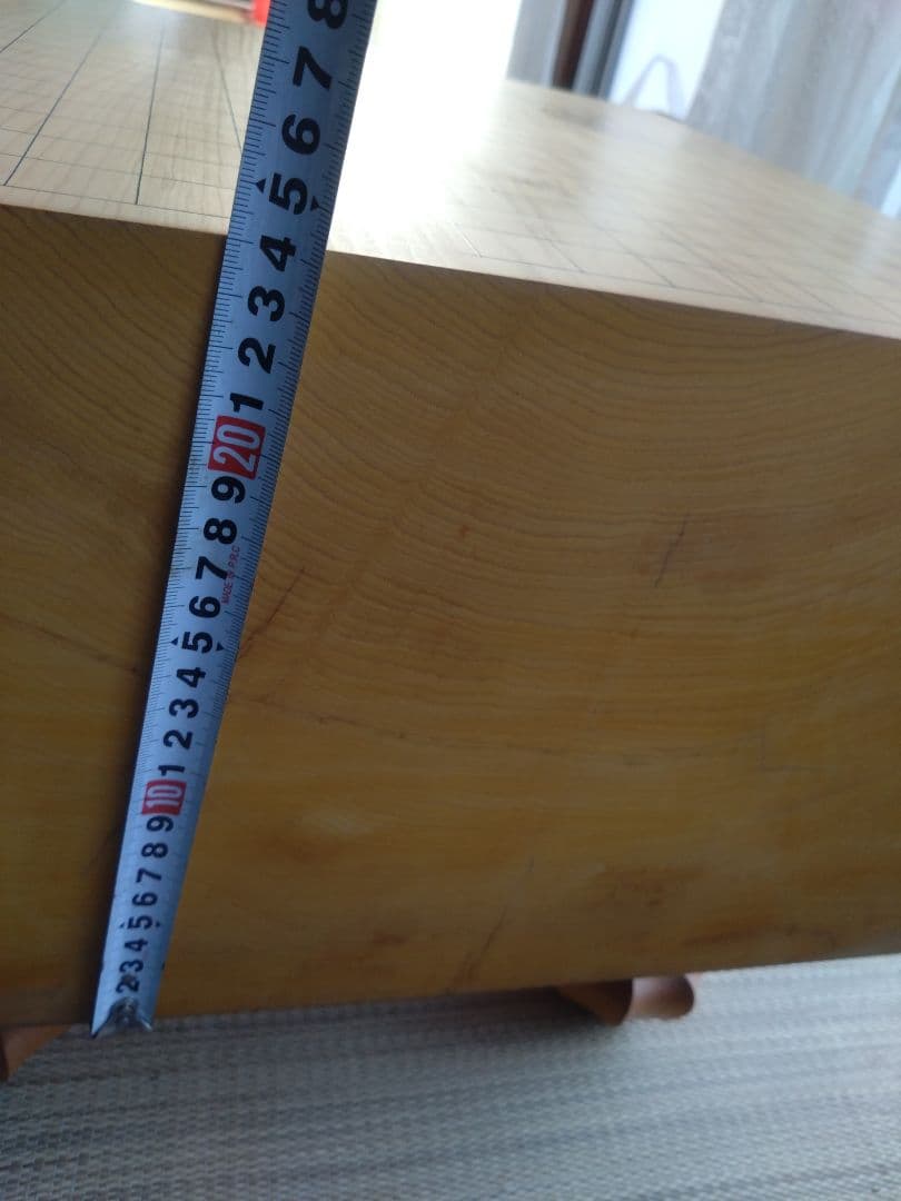 【囲碁】国産本榧　8寸極厚　板目　本蛤白石、那智黒34号