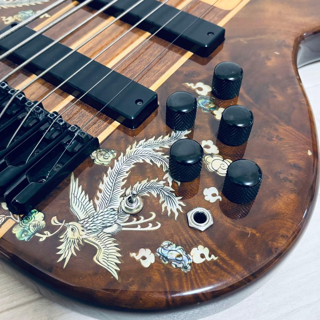 稀少【7弦ベース】美麗インレイ龍モチーフ 7弦　音出しOK トラス調整余裕あり