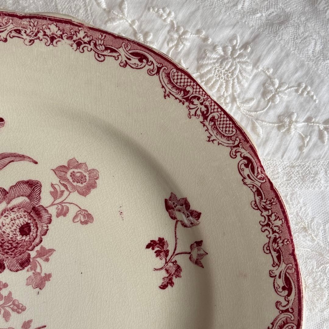 フランスアンティーク　サルグミンヌ　Fontanges ディナープレート　花リム