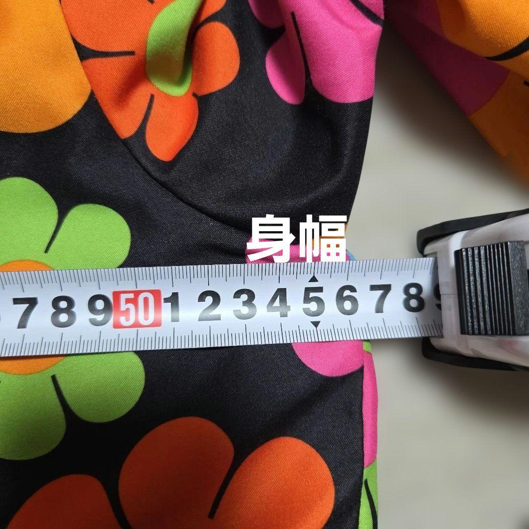 ラウドマウス 黒×マルチ花柄 ハーフジップ 刺繍ロゴ アノラック