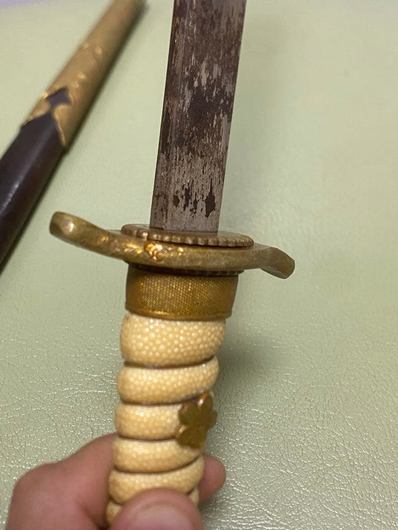 日本軍　軍刀　拵え　模造刀　指揮刀　儀礼刀　海軍短剣　ジャンク品全長42.5cm