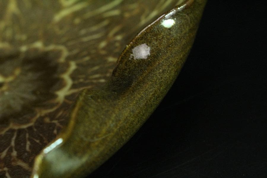 現川 横石臥牛 四方 盤 12cmx12cm(K-LC542)