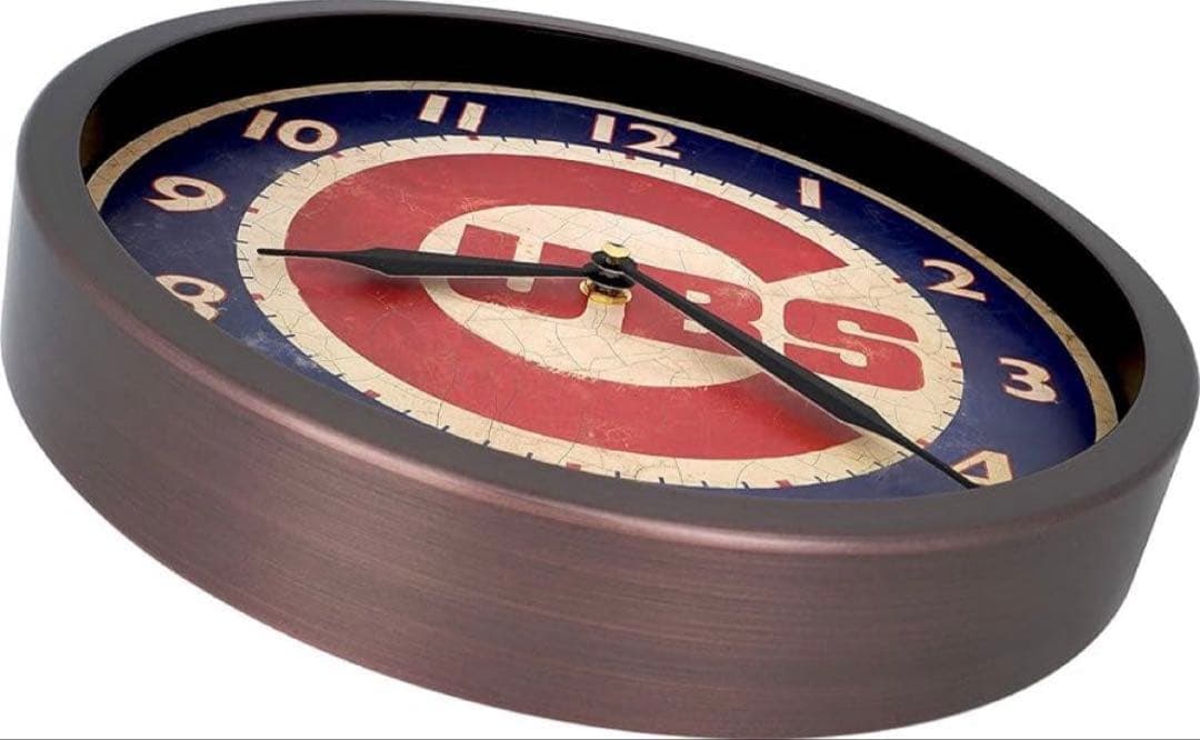 12-インチ ビンテージ ブラシ 設計 ベースボール 掛け時計 サイレント