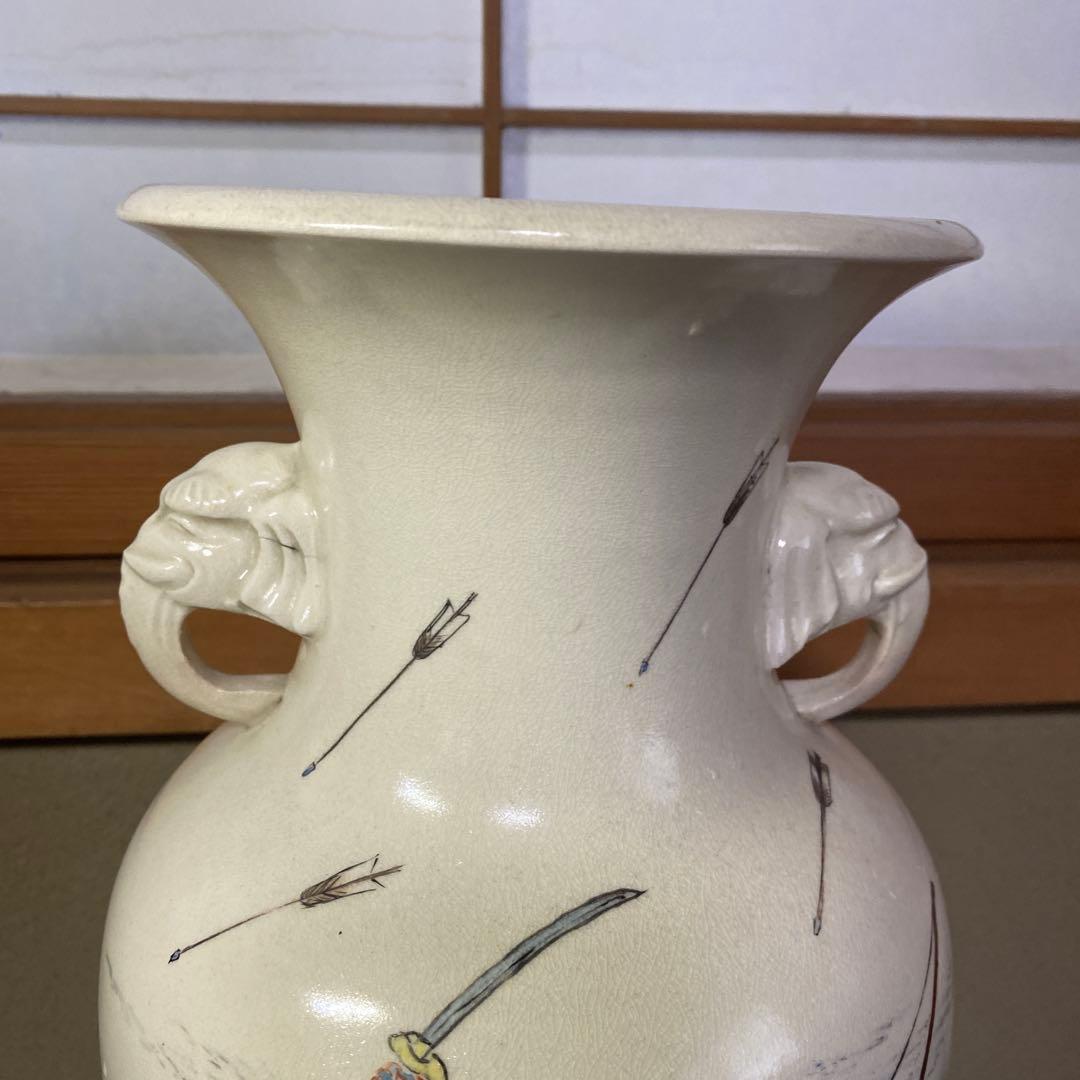 ヨーロッパ輸出里帰り薩摩焼武者図花瓶