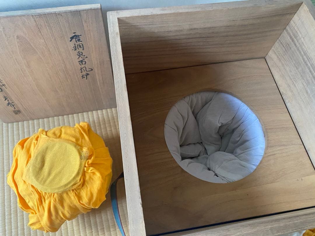 唐銅　鬼面風炉　釜師　畠　春斎氏作　共箱付