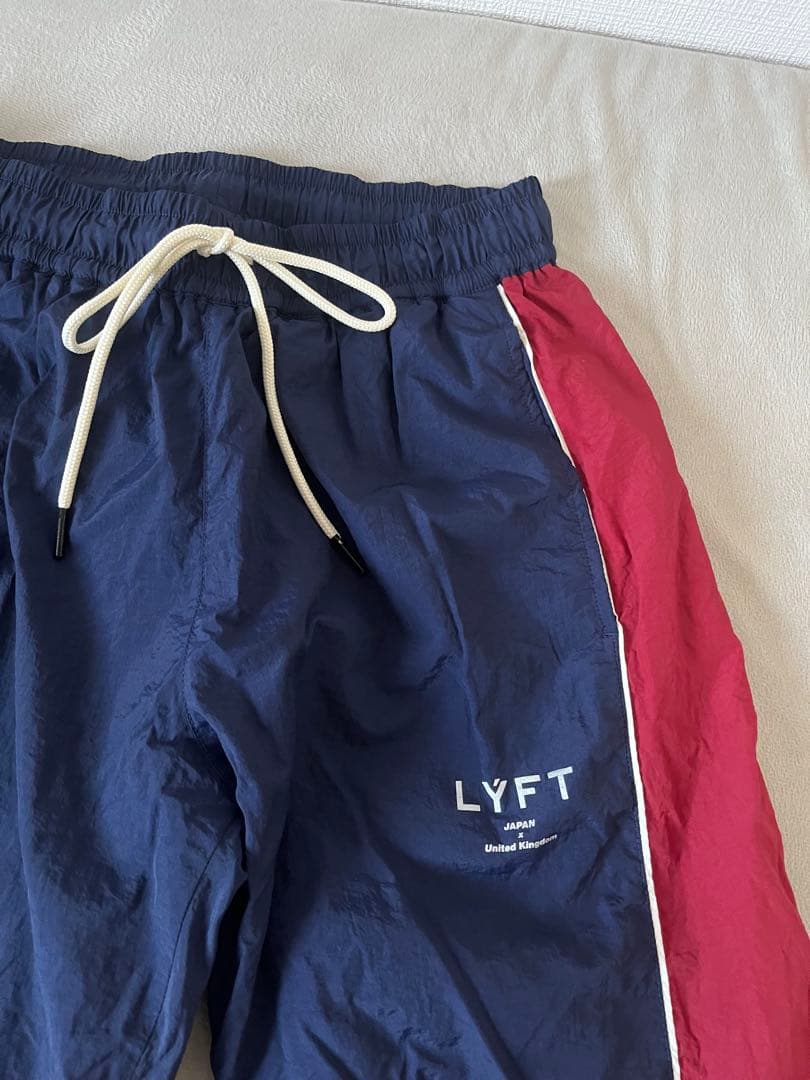 LYFT サイドボタン ナイロン　トラックパンツ ネイビー/ワインレッド　M