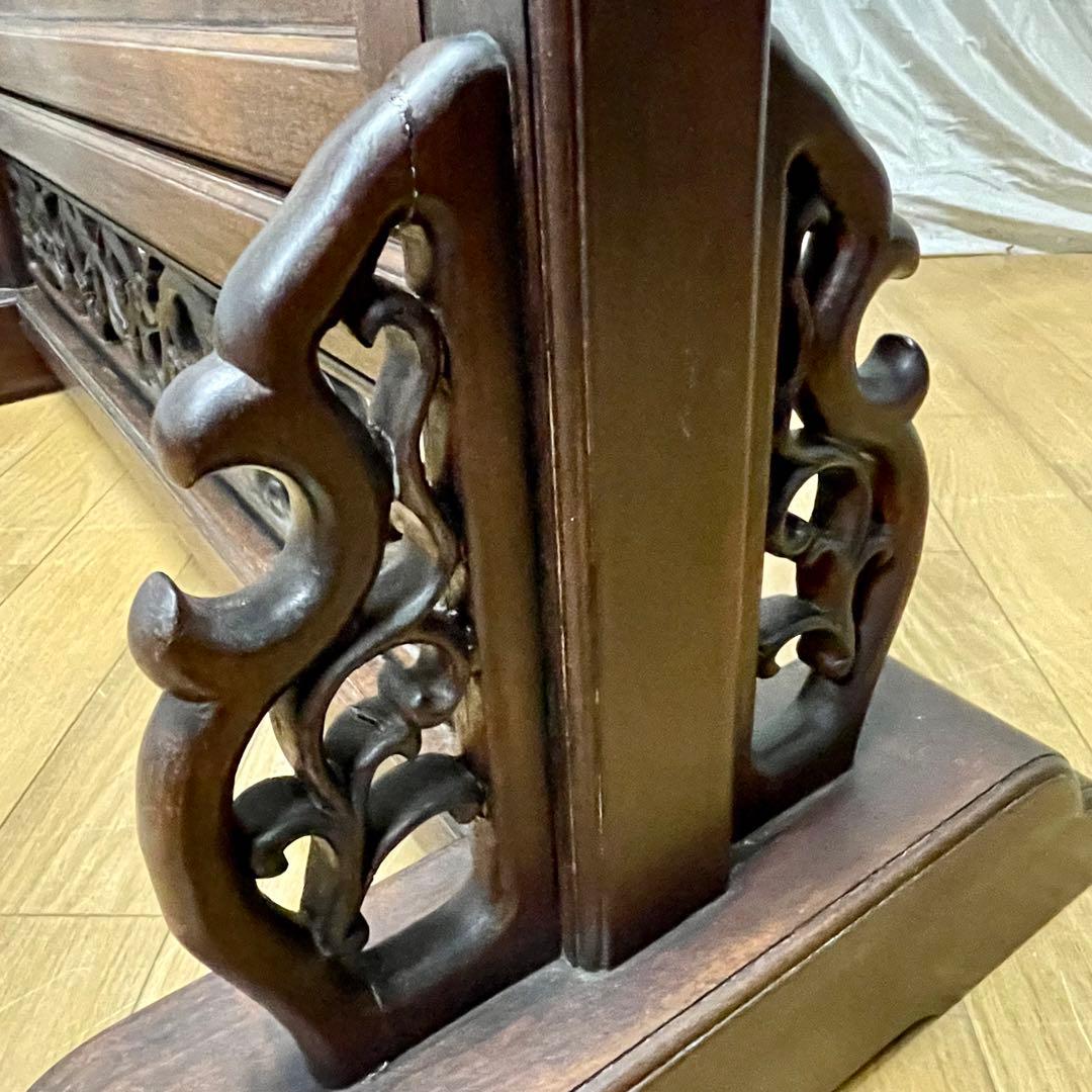 唐木指物 透し彫り 紫檀衝立