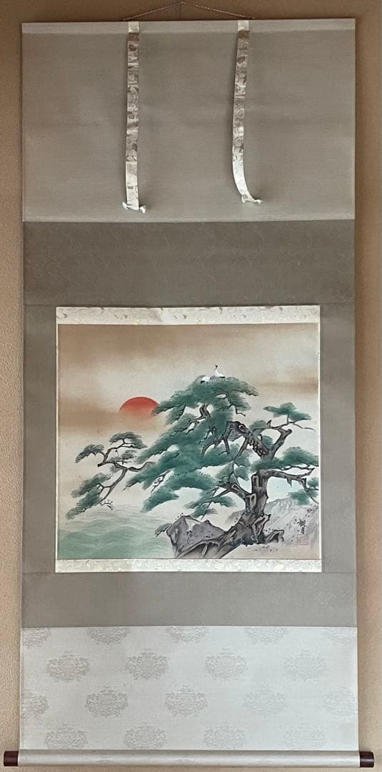 掛け軸 山本観月 尺八横 桐箱入り