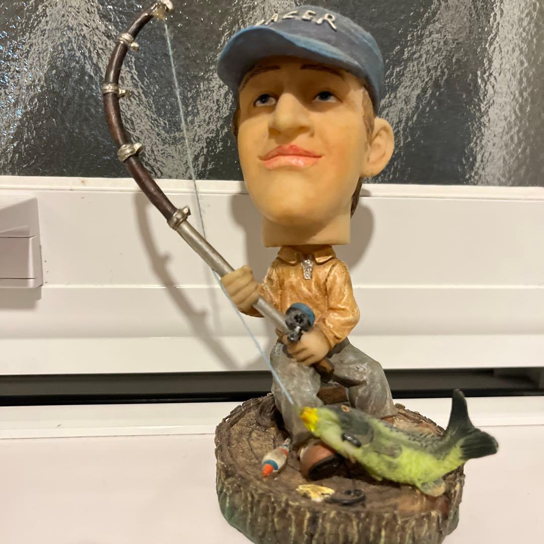 釣り人 首振りフィギュア ボビングヘッド　樹脂製 約20cm 2個セット　レア