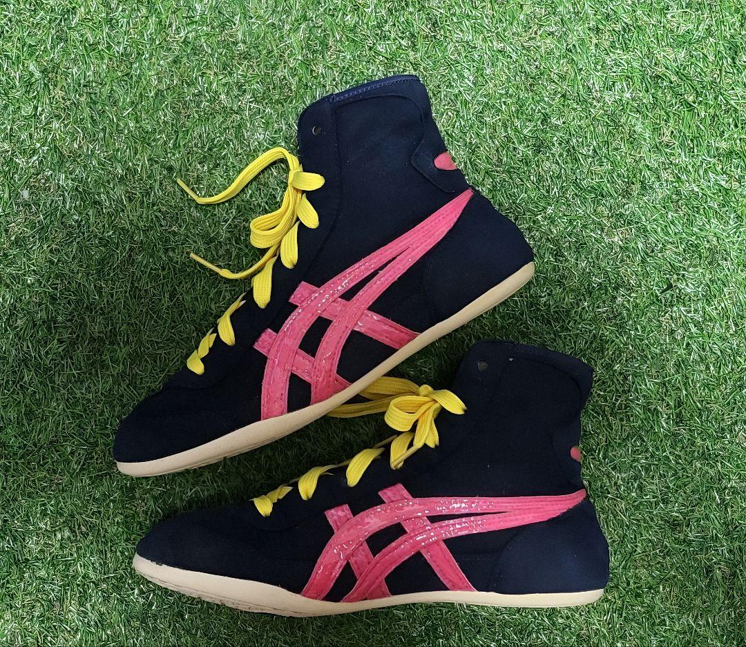 asics レスリングシューズ ネイビー/ピンク/イエロー