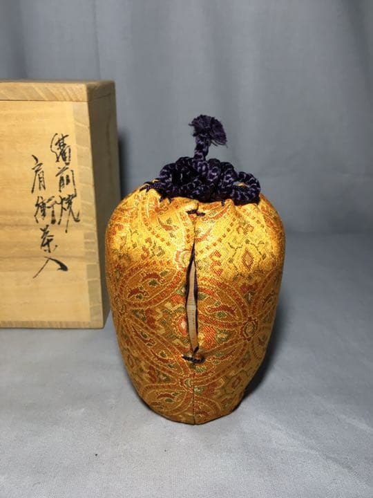 【茶道具】陶峰造 備前焼 肩衝茶入 茶入136