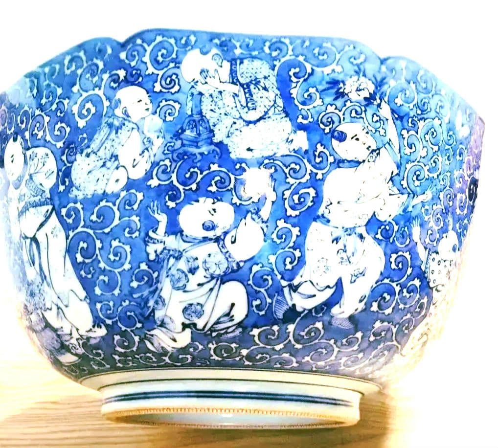 ☆ 平安一星 清水焼 唐子文大鉢