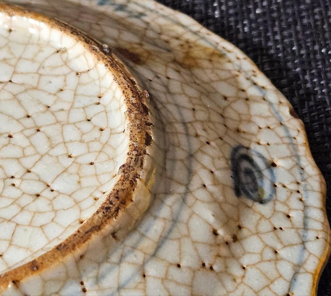 中国古美術　中国古陶磁器　中国古玩　中国南方系　青華　樹木に鹿の図　輪花　呉須皿