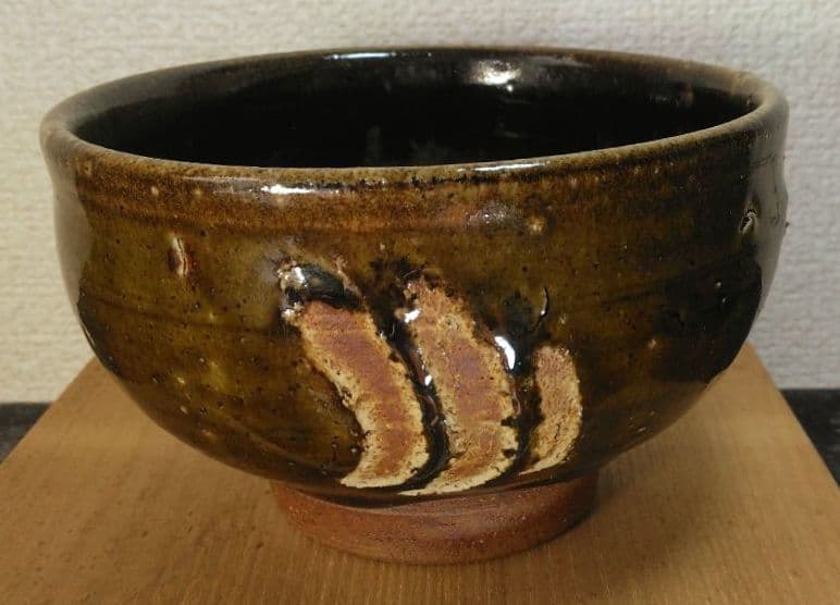 りー！本人書付共箱！人間国宝 金城次郎 指カキ茶碗 栞 共箱 美品 壺屋焼