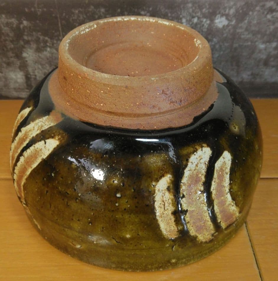 りー！本人書付共箱！人間国宝 金城次郎 指カキ茶碗 栞 共箱 美品 壺屋焼