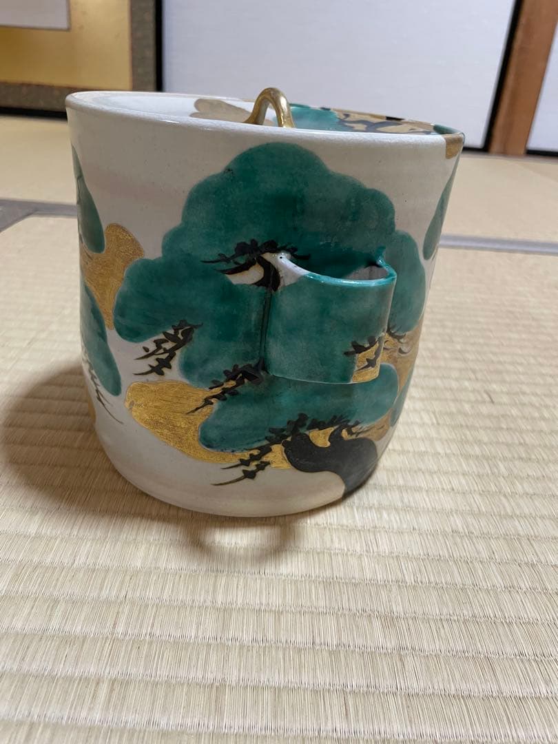 白井半七　水指　乾山写　老松の絵