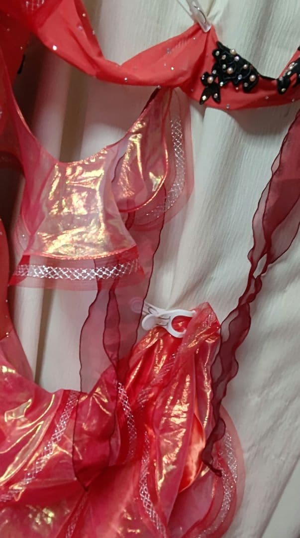 社交ダンスドレス！Create-Sunスタンダードドレス！オレンジレッド！