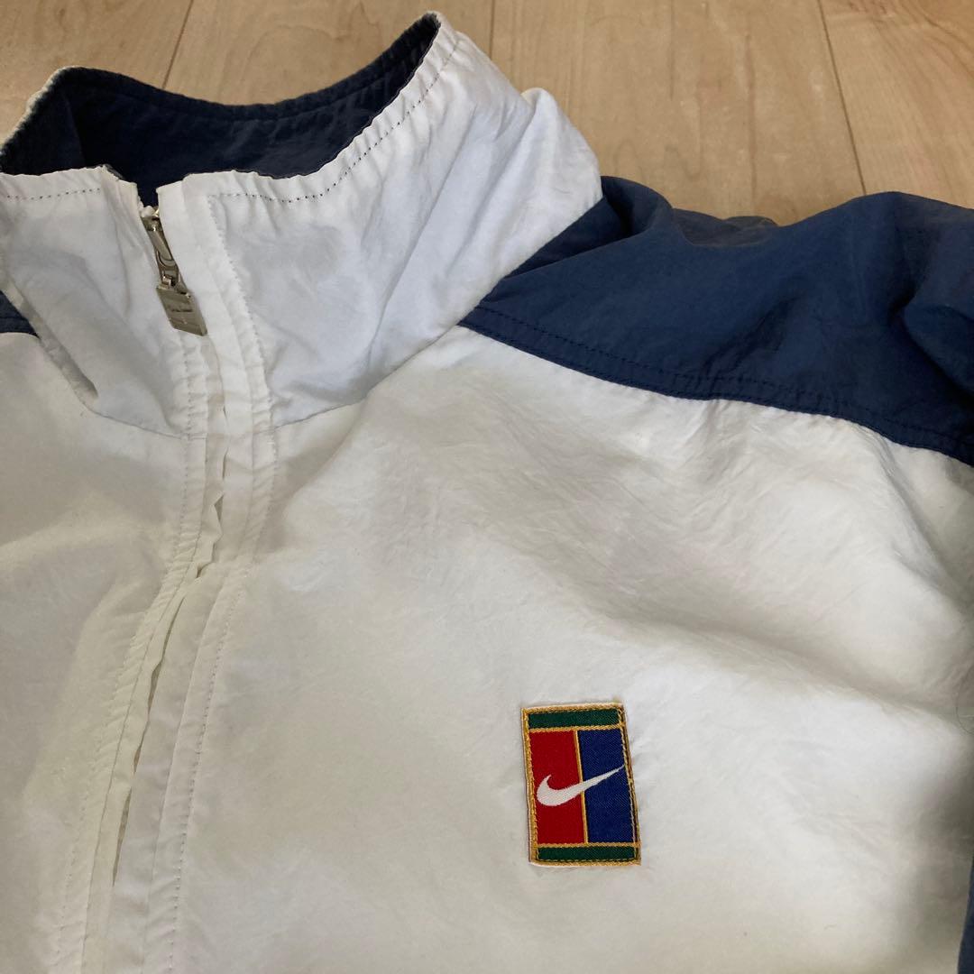 激レア90s 銀ダクNIKEテニスロゴナイロンジャケット ウィンドブレカーL