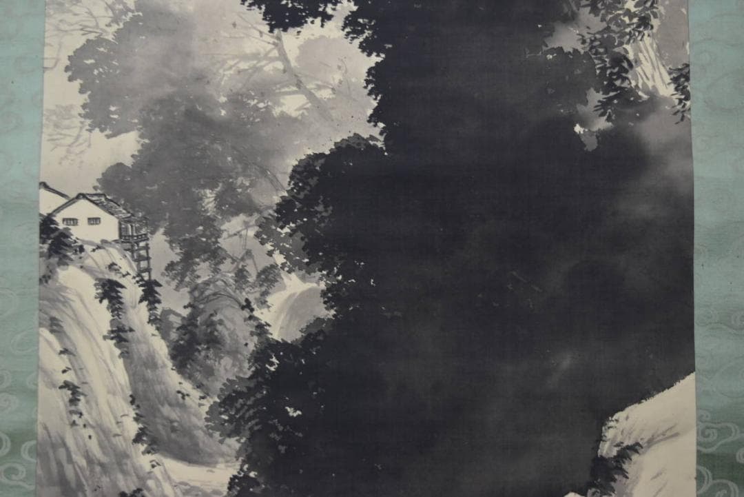 【真作】森公挙/山家渓谷図/山水図/掛軸/名家伝来/AA-48