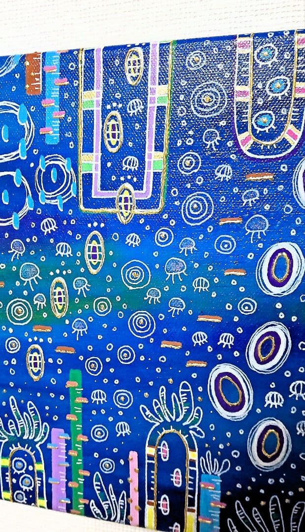 アート作品 アクリル画 命溢れる深海の生き物たちA