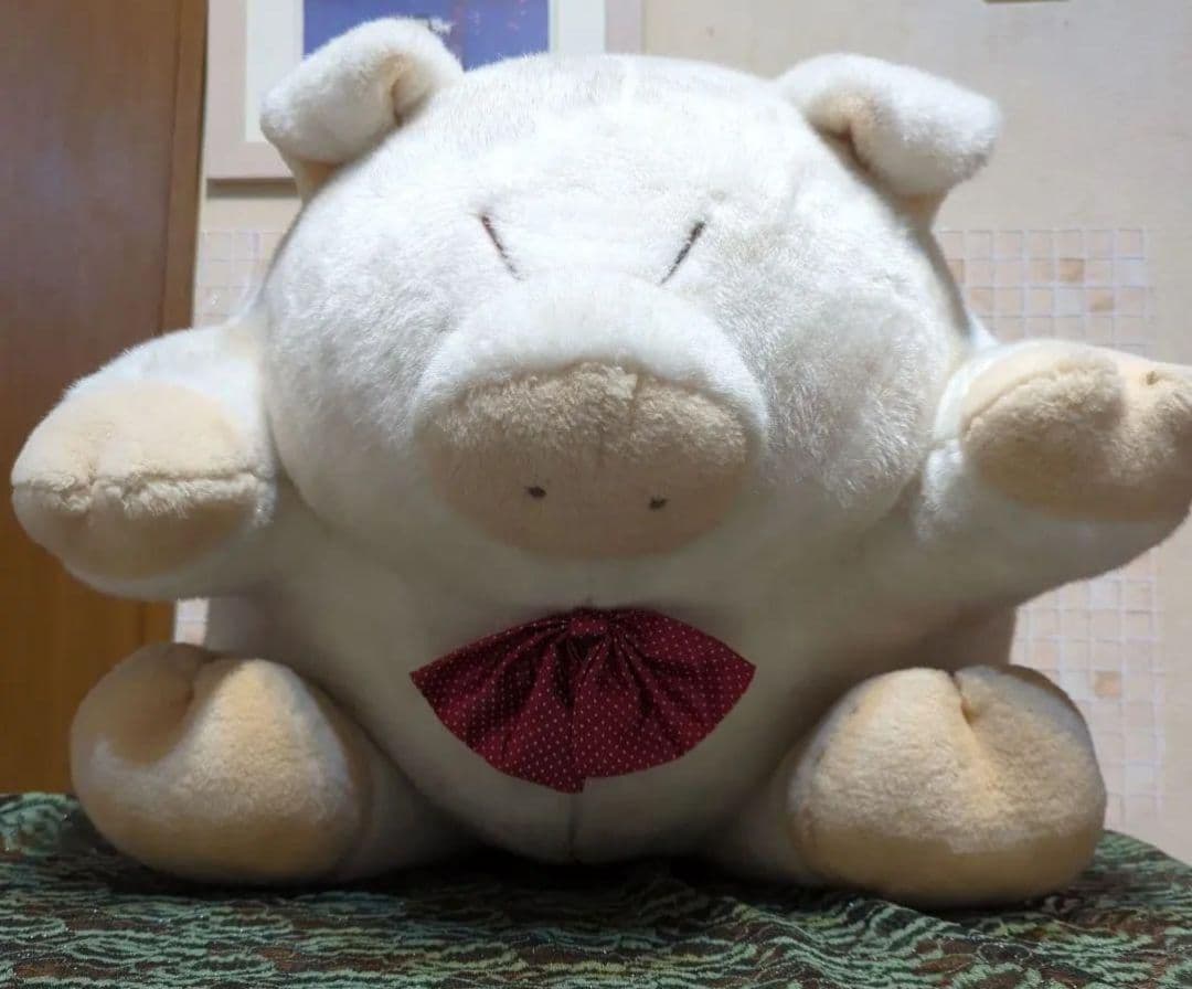 #白くてかわいいもの・heart&heart 豚のぬいぐるみ ナカジマ昭和レトロ