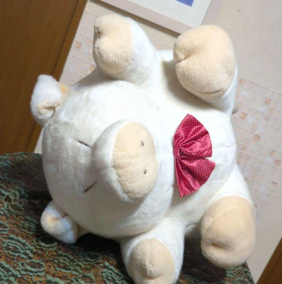 #白くてかわいいもの・heart&heart 豚のぬいぐるみ ナカジマ昭和レトロ