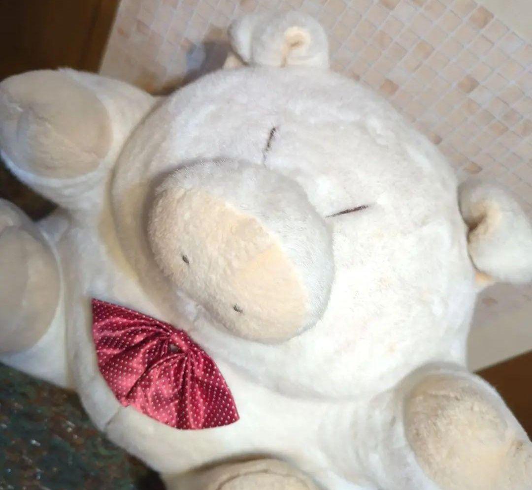 #白くてかわいいもの・heart&heart 豚のぬいぐるみ ナカジマ昭和レトロ