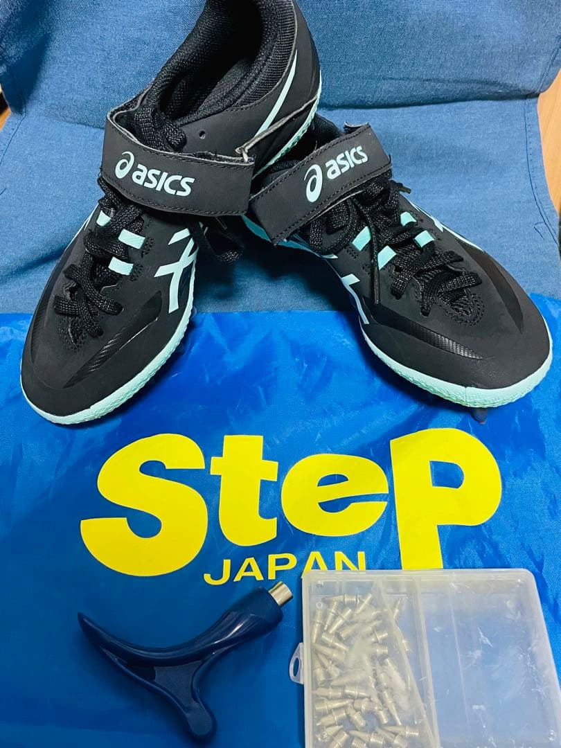 asics HEATFLY 2スパイクシューズ ブラック/ライトブルー走り高跳び