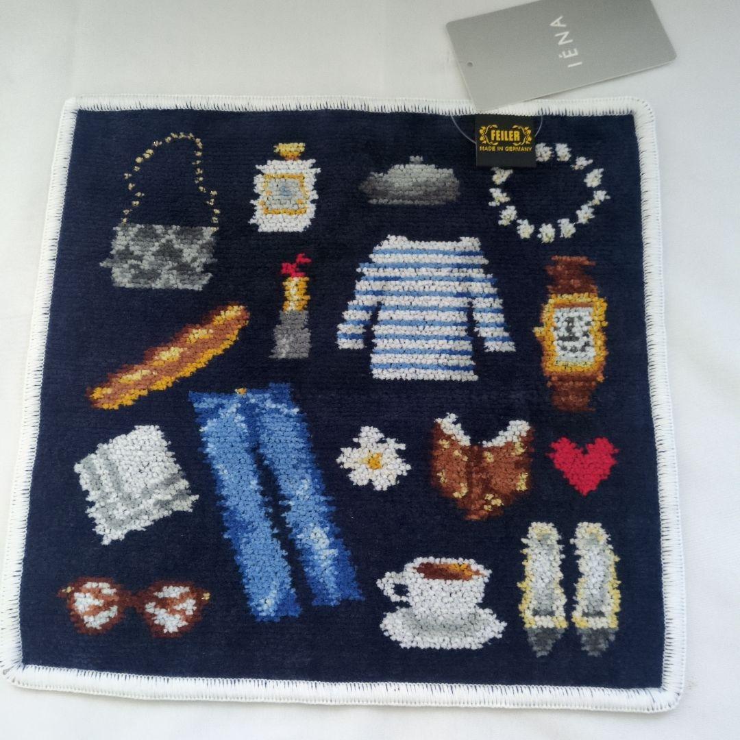 IENA ×FELLER コラボハンカチ ネイビー×白