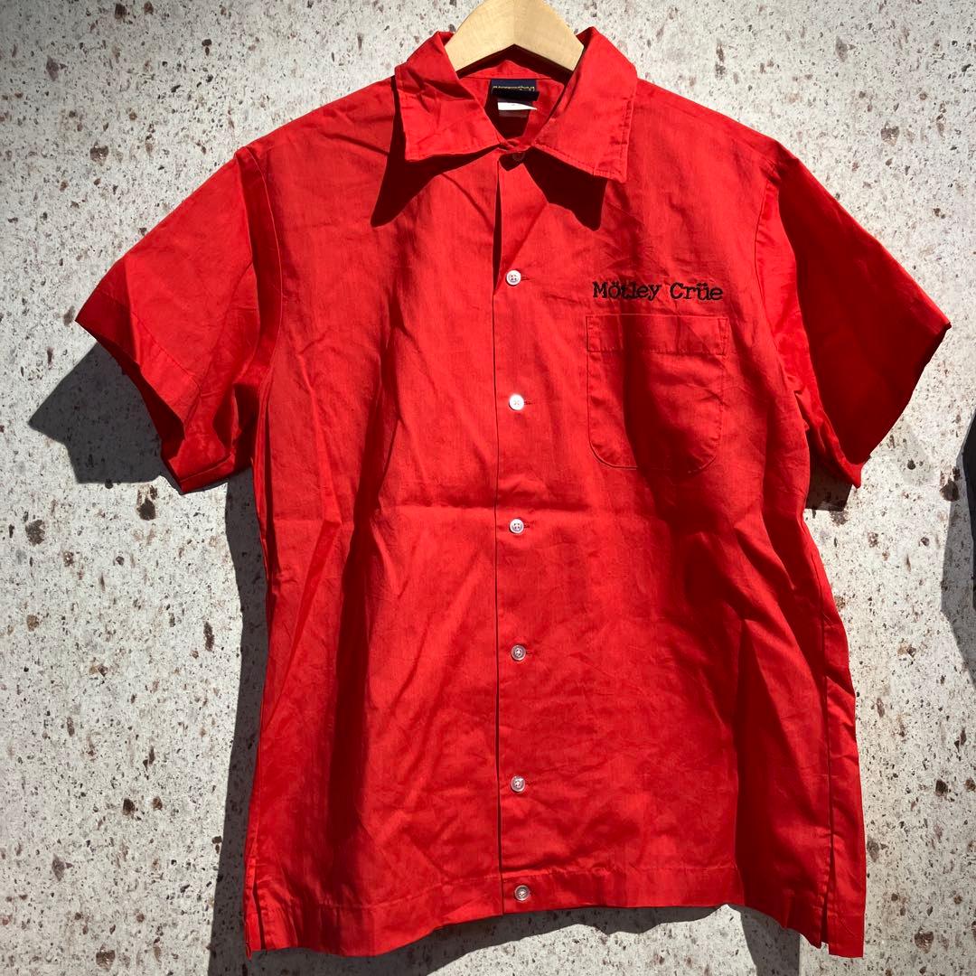80s Motley Crue ロゴ刺繍半袖シャツ　モトリークルー　ヴィンテージ