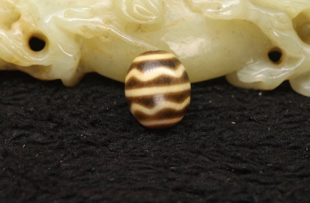 本物　ミニ老天珠　チベット　ジービーズ　水紋「流水紋天珠 」Dzi beads