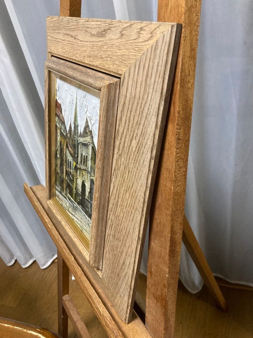 油彩　油絵　寺院の見える街　[竹内敏彦] サイン有　美術年鑑掲載作家　SM号