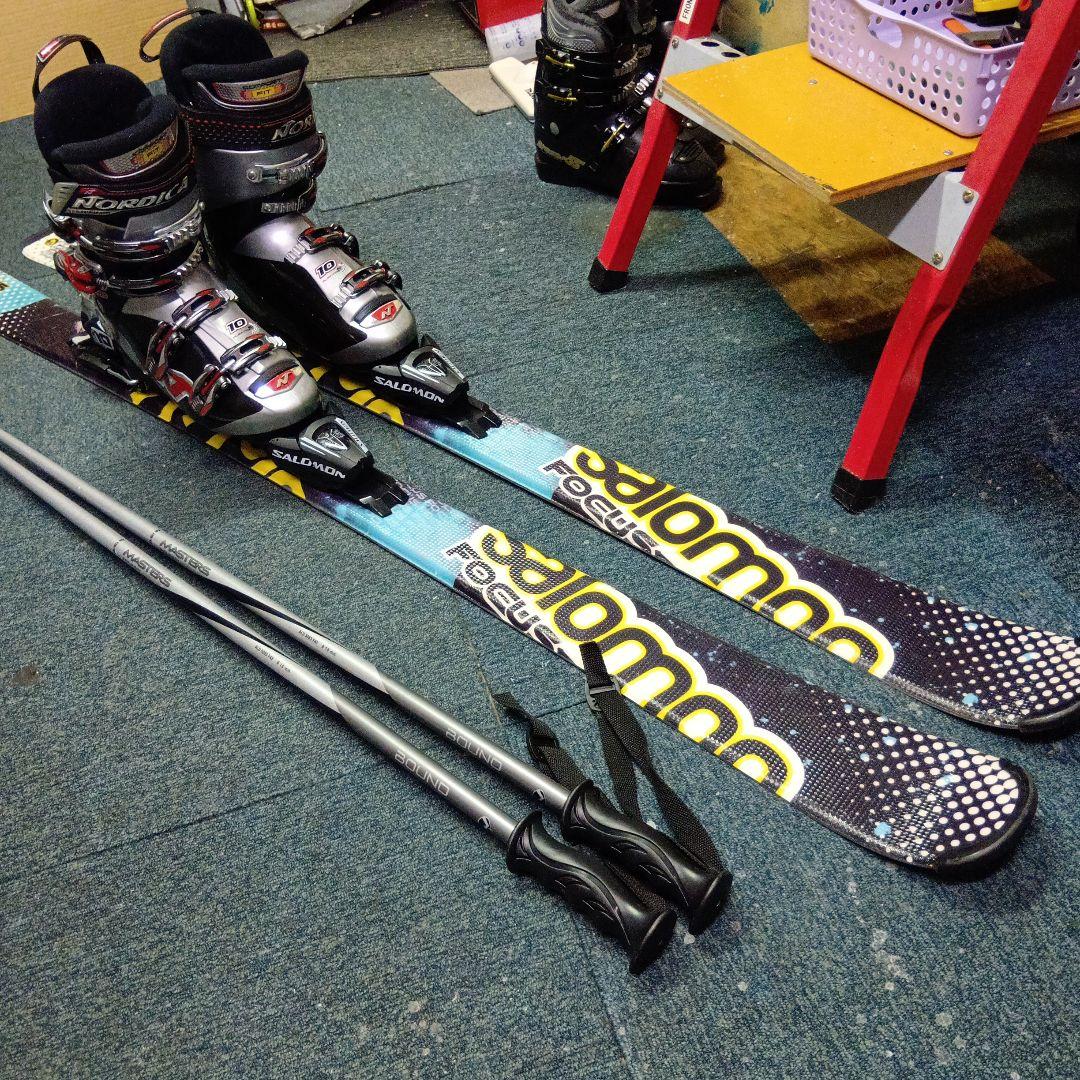 155cmサロモン（メンテナス済） 靴NORDICA27cmストック付