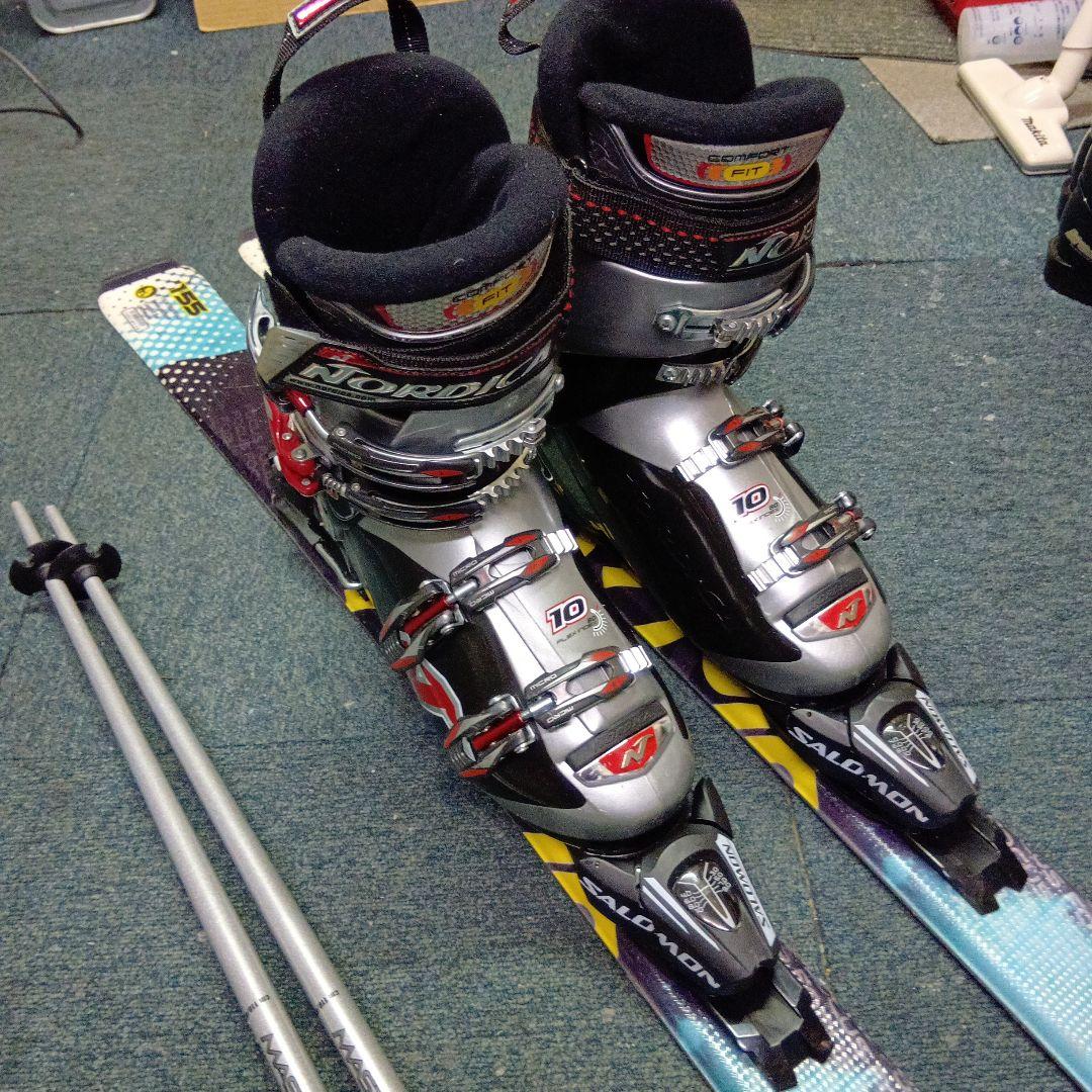 155cmサロモン（メンテナス済） 靴NORDICA27cmストック付