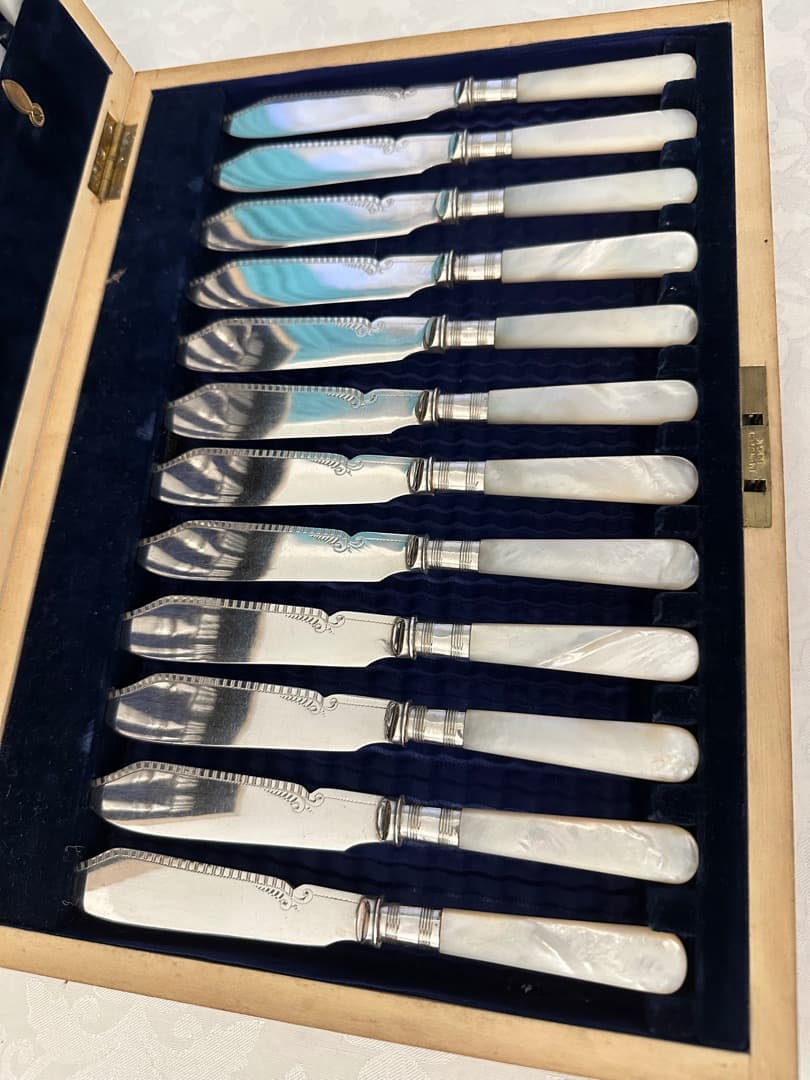 シルバープレート マザーオブパール 白蝶貝 カトラリーセット　イギリス　各12本