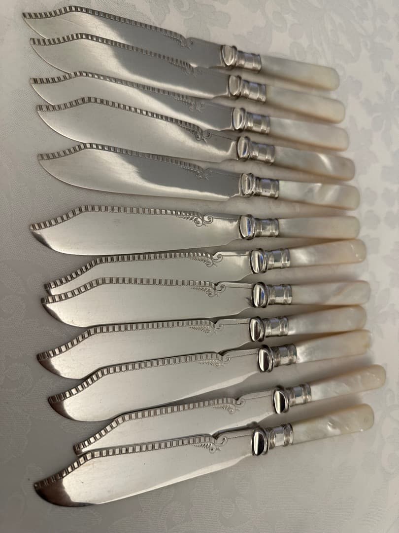 シルバープレート マザーオブパール 白蝶貝 カトラリーセット　イギリス　各12本