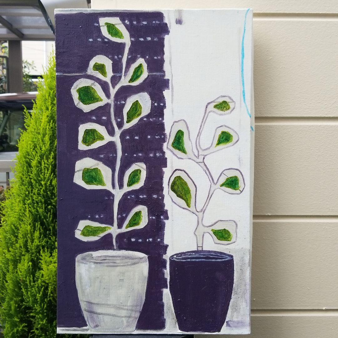 油絵　専用　だいぶ伸びている葉っぱすごく伸びている葉っぱ　　わびさびモダンアート