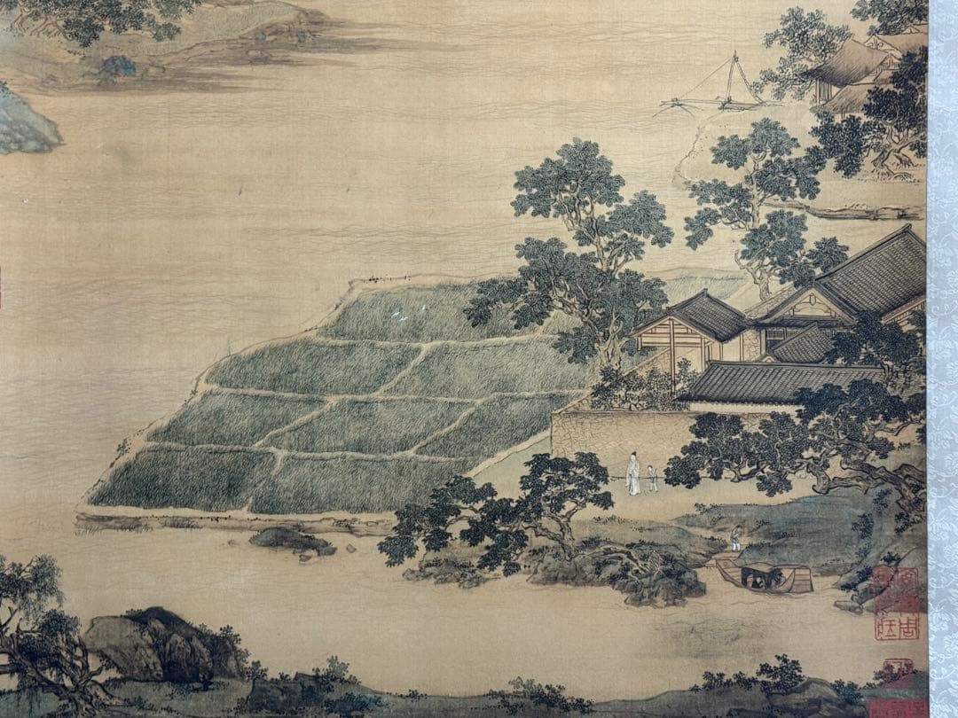 中国　明時代　仇英　蓮渓魚隠圖　絹本　原色複製　◇検故宮博物館◇ 一鼎軒0926