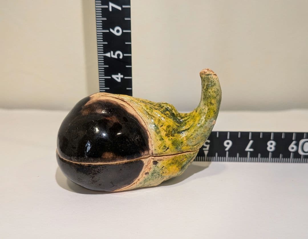 『佐々木二六』三代松柏庵　茄子割　香合　愛媛　二六焼　茶道具　共箱