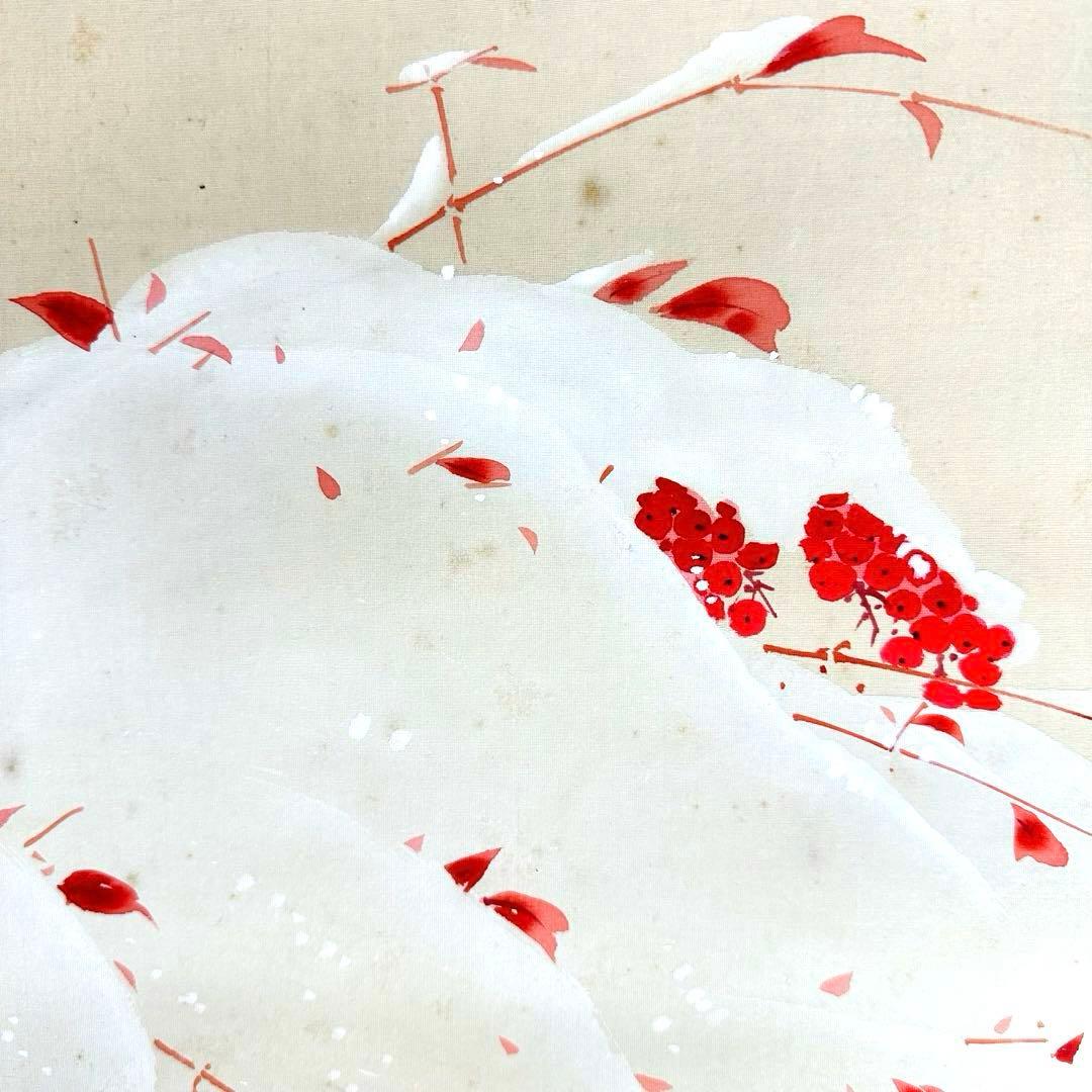 2245様感謝‼️紅❌白で春待ち‼️真作弓削恒畝　『南天』&みそさざい署名落款木箱入