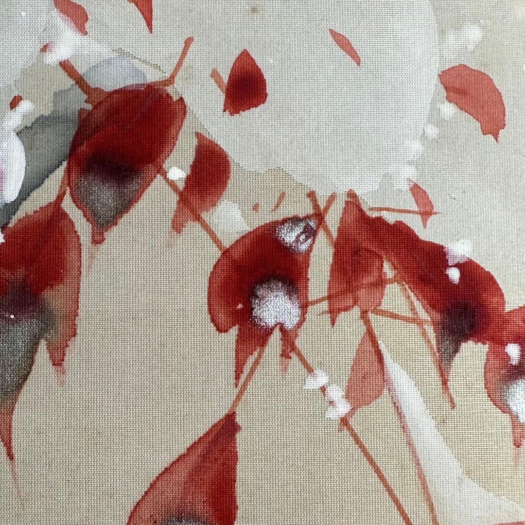 2245様感謝‼️紅❌白で春待ち‼️真作弓削恒畝　『南天』&みそさざい署名落款木箱入