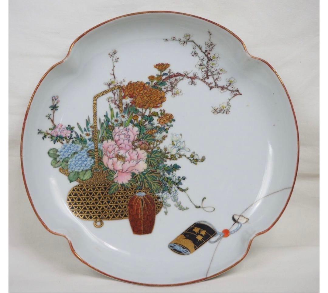 送料無料　博物館級　九谷の名工　初代石野竜山（兵太郎）花鳥図皿