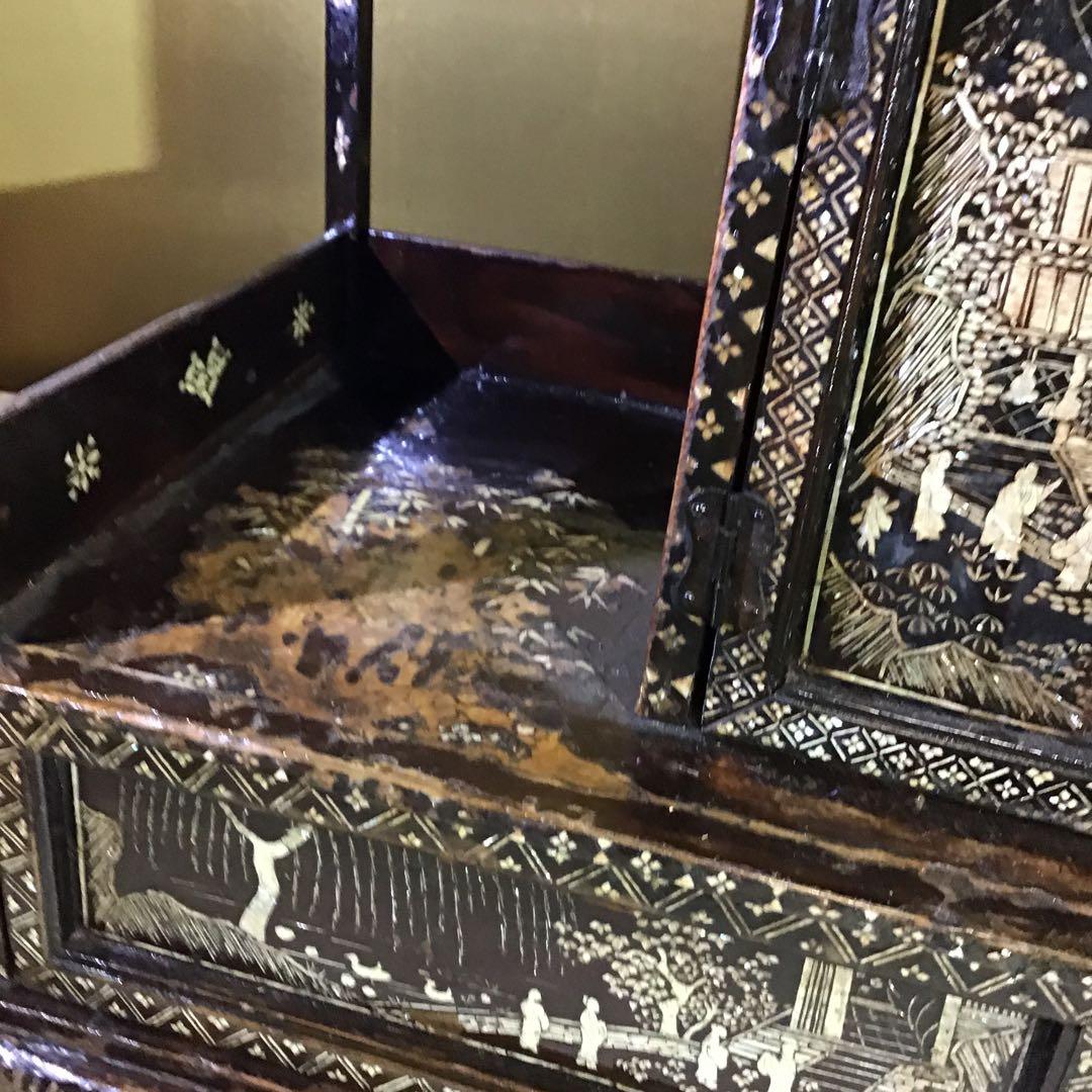 極細密螺鈿　小型　棚　江戸期