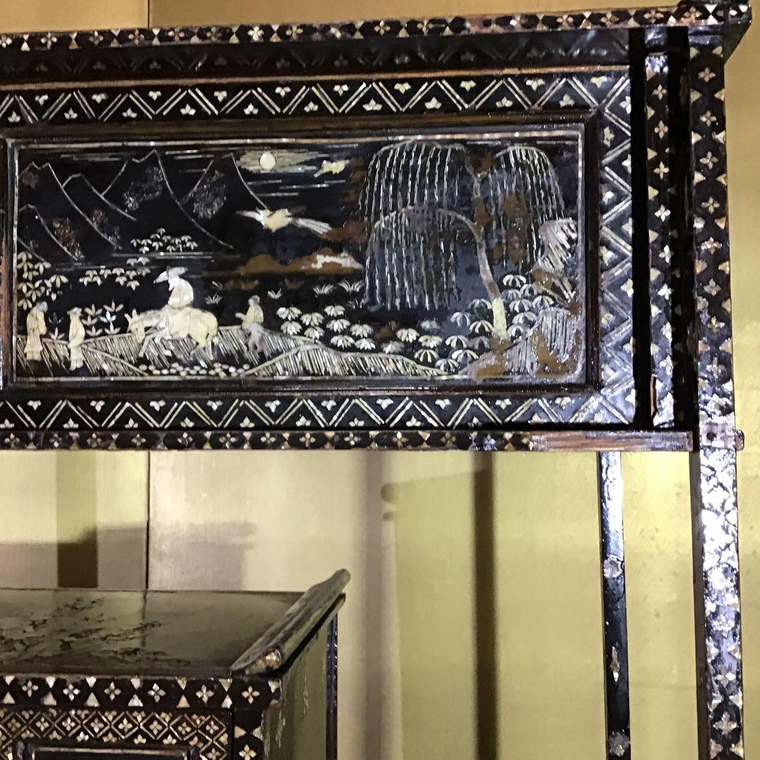 極細密螺鈿　小型　棚　江戸期