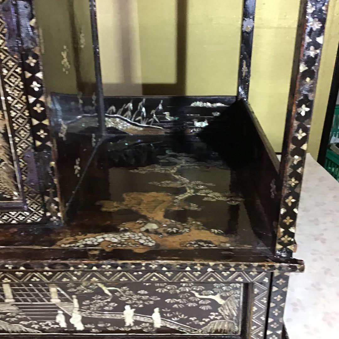 極細密螺鈿　小型　棚　江戸期