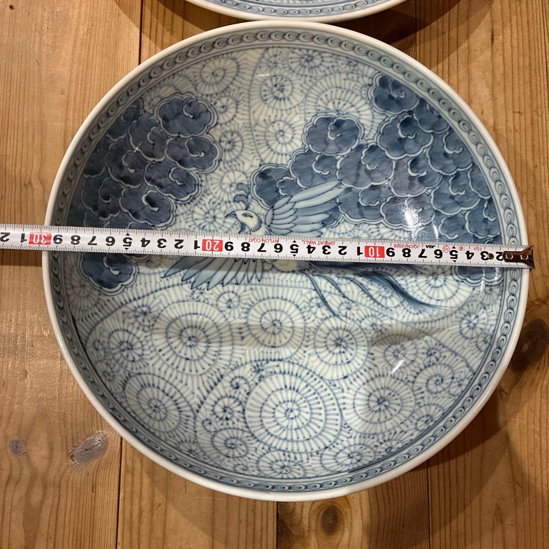 有田焼　中仙窯　中尾龍純　染付鳳凰　大皿　セット