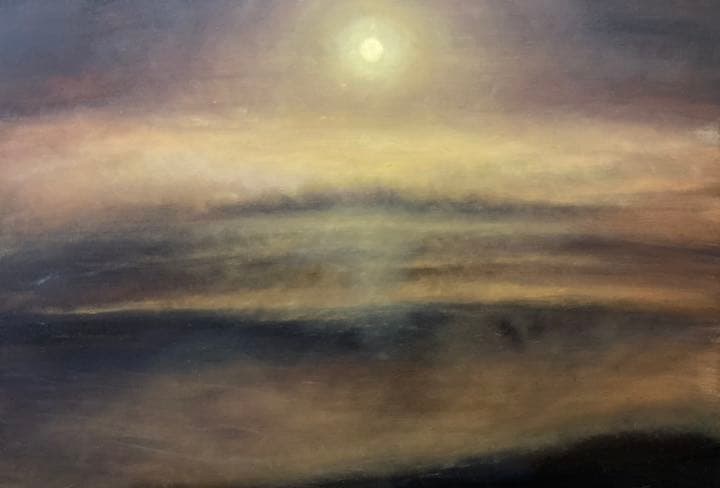 油絵「満月の海」