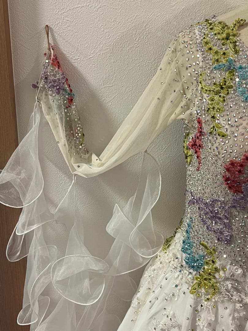 社交ダンス　ドレス　ジャンティ　ホワイト　カラフル　スタンダード